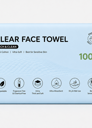 Face Towels Disposable XL,Acne Fighting Biodegradable Face Towel, Ultra Soft for Sensitive Skin, Eco-Friendly Facial Towels for Cleansing & Drying