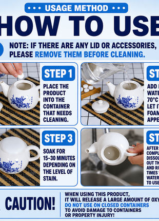 Tea Stain Remover Tablets – Fully Automatic Cleaning for Cups, Mugs, Tea Pots, Fabric & Utensils (Food Grade) Pack Of 30