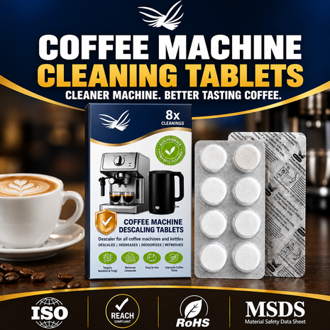 Coffee Machine Cleaning Tablets (Descaler) UK |  24 Tablets + 8 Tablets Free | For All Brands & Machines