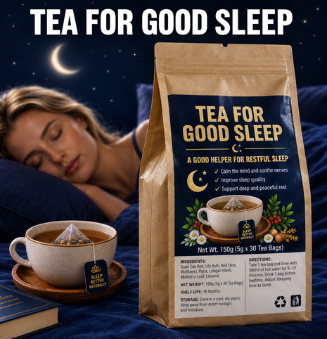 Sleep Aid Tea |Melatonin production| 100% Natural Traditional Chinese – For Men and Women  | Caffeine Free, Sugar Free, Vegan | 2000-Year Chinese Herbal Recipe | 30 Tea Bags