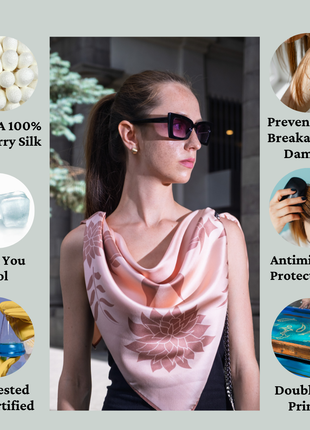 100% Mulberry Silk Scarf For Women | Peach/Beige Silk Scarf |  90 x 90 cm